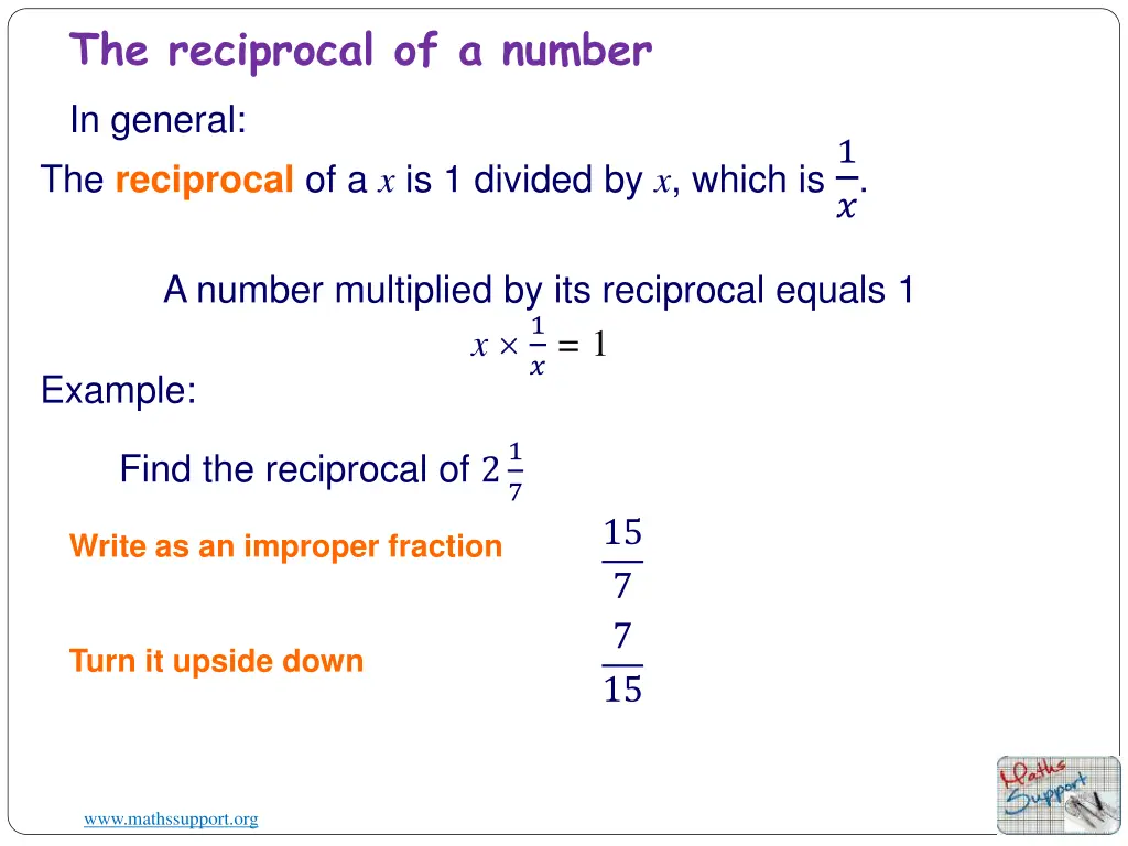 the reciprocal of a number 1