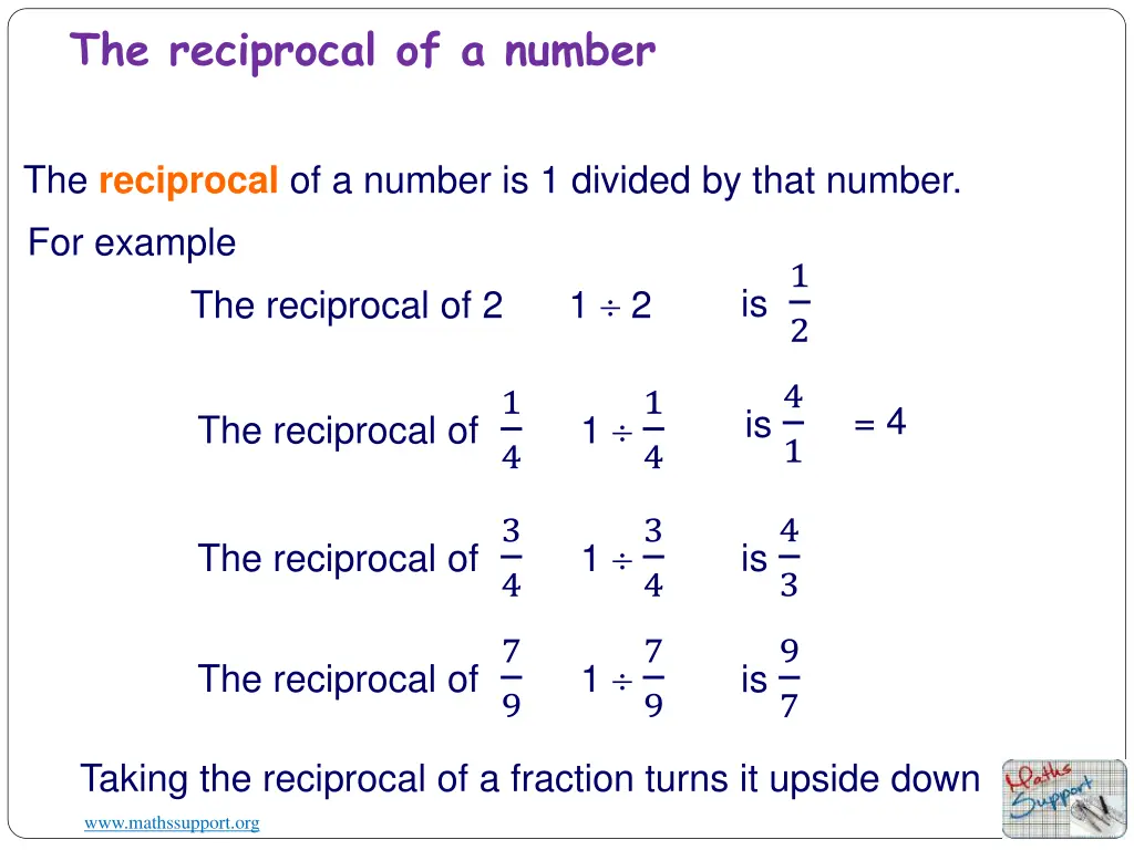 the reciprocal of a number