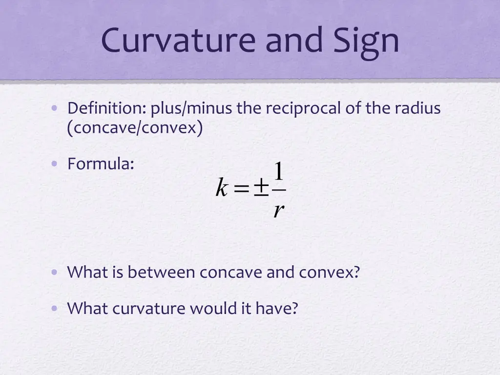 curvature and sign