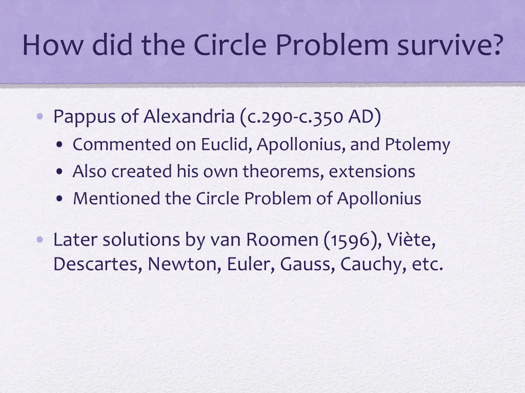 how did the circle problem survive