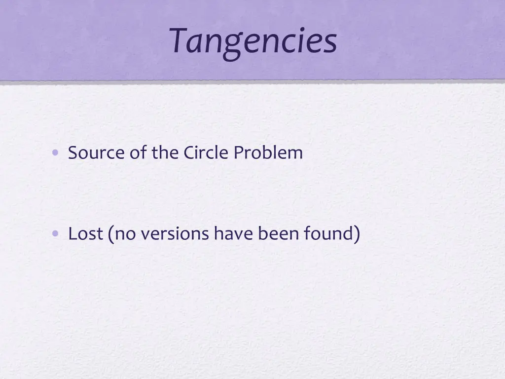 tangencies
