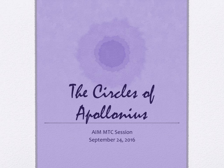 the circles of apollonius
