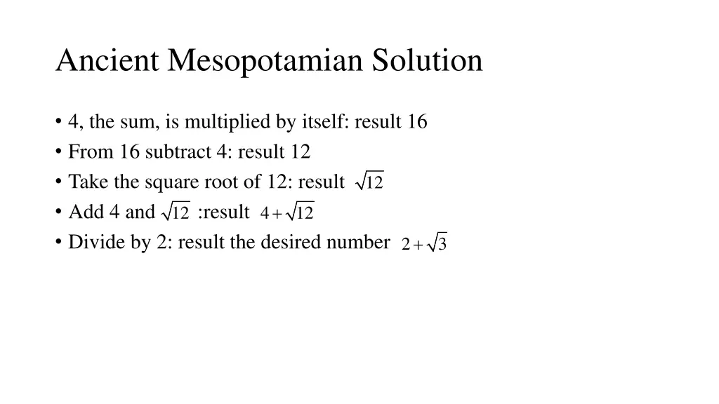 ancient mesopotamian solution