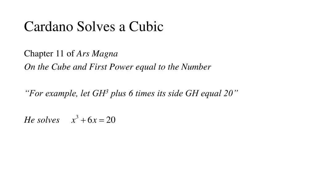cardano solves a cubic