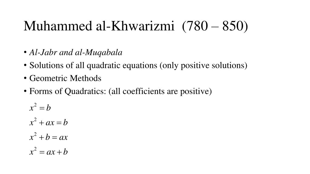 muhammed al khwarizmi 780 850