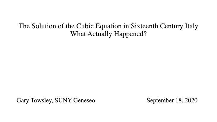 the solution of the cubic equation in sixteenth