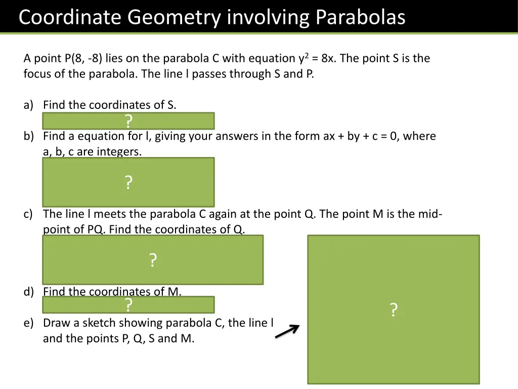 coordinate geometry involving parabolas
