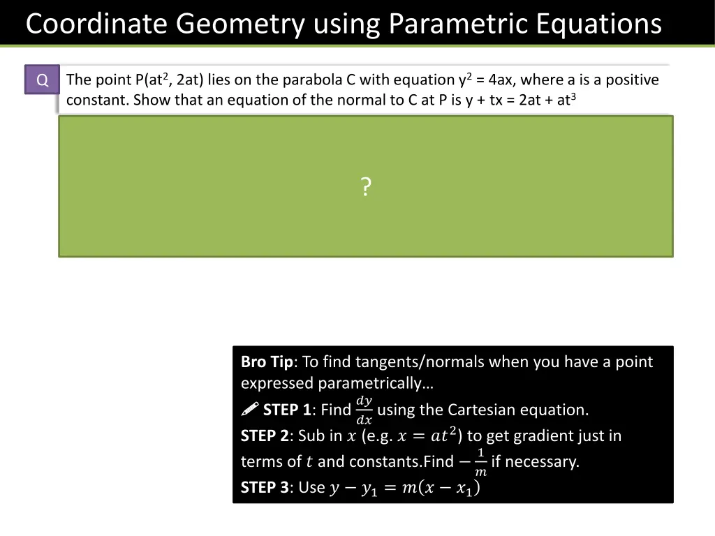 coordinate geometry using parametric equations