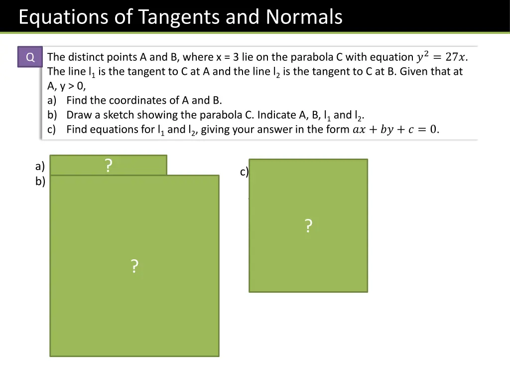 equations of tangents and normals 1
