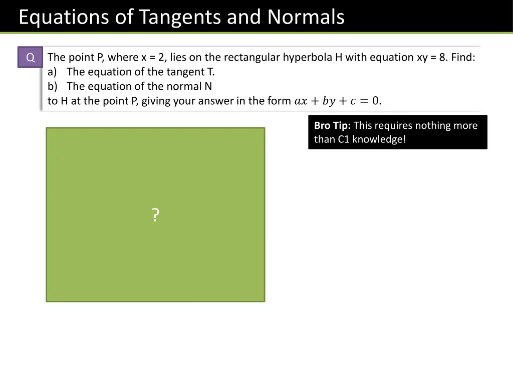 equations of tangents and normals