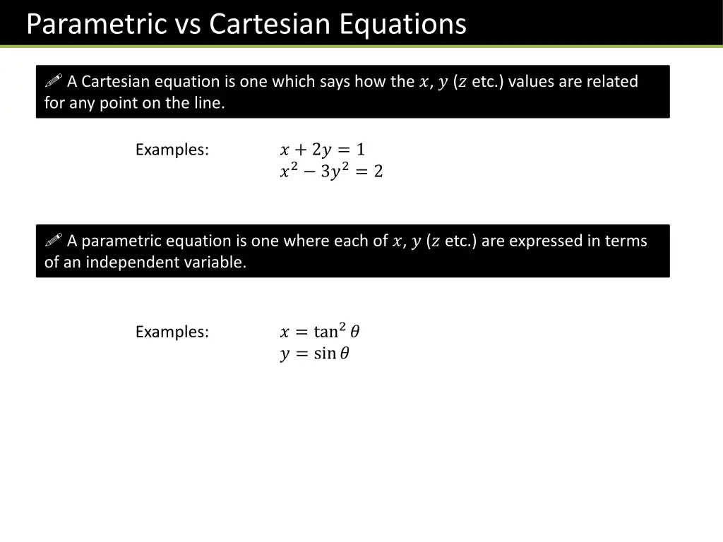 parametric vs cartesian equations