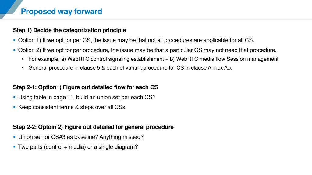 proposed way forward