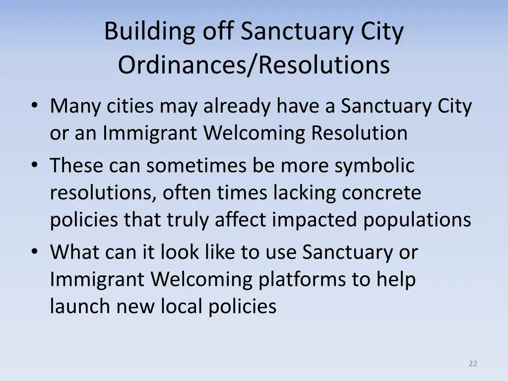 building off sanctuary city ordinances resolutions