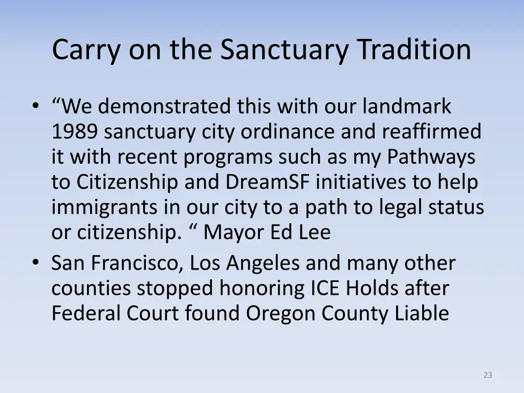 carry on the sanctuary tradition