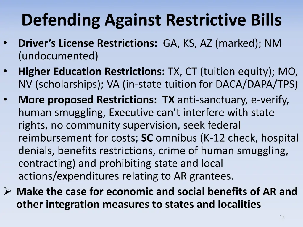 defending against restrictive bills