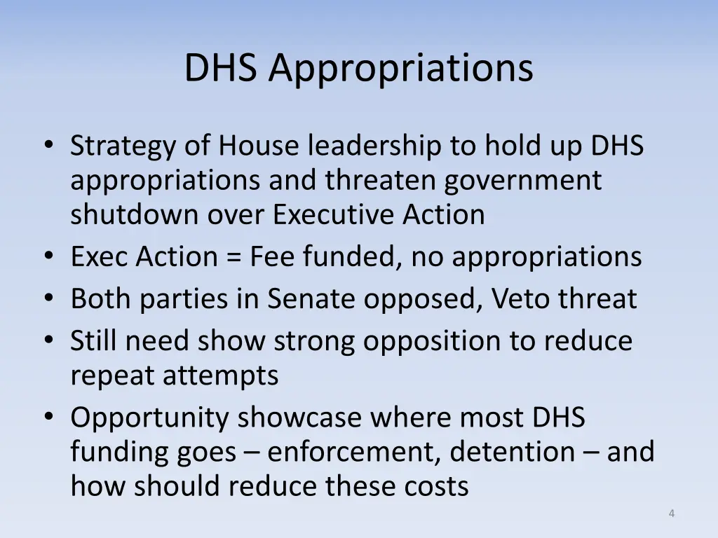 dhs appropriations
