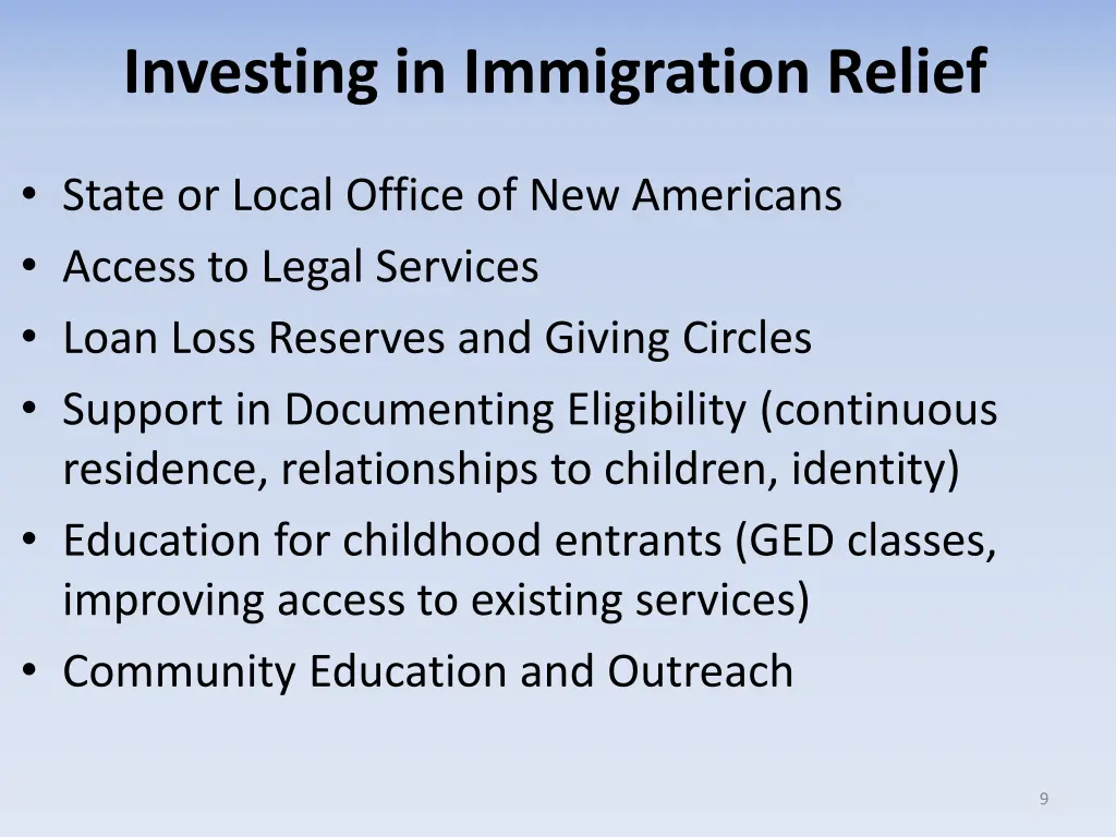 investing in immigration relief