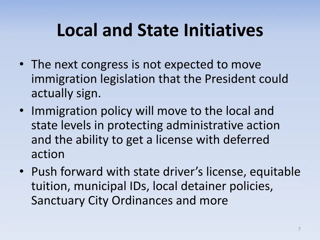 local and state initiatives