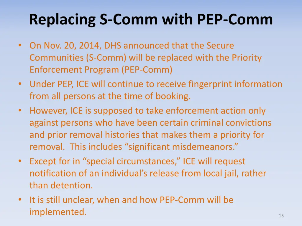 replacing s comm with pep comm