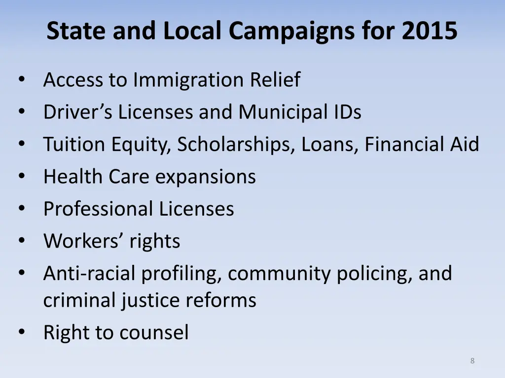state and local campaigns for 2015