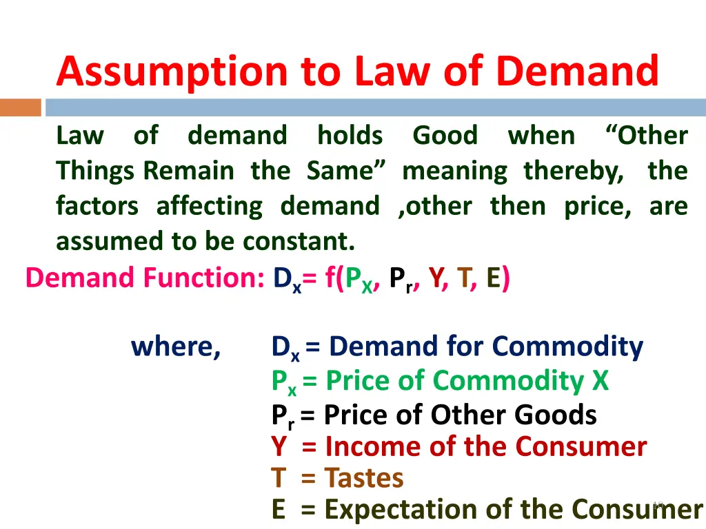 assumption to law of demand