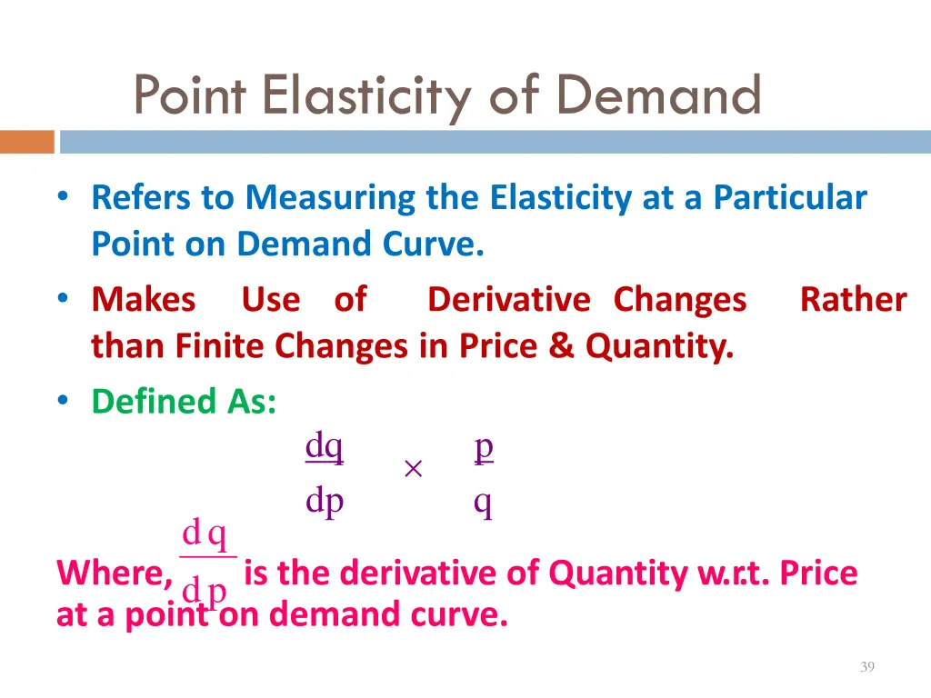 point elasticity of demand