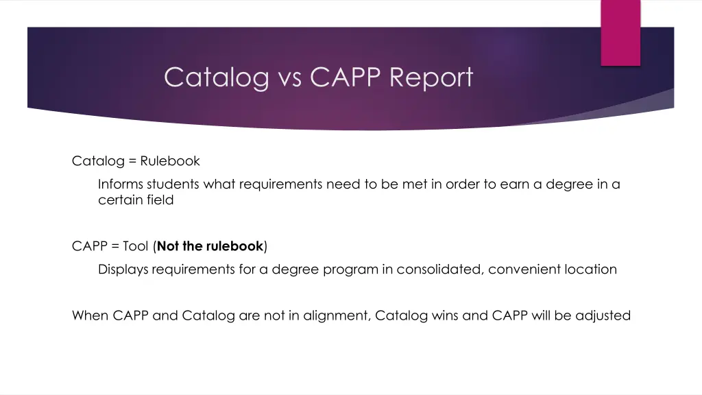 catalog vs capp report