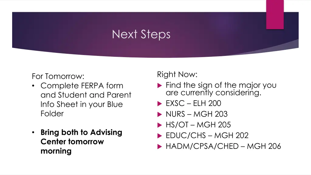 next steps