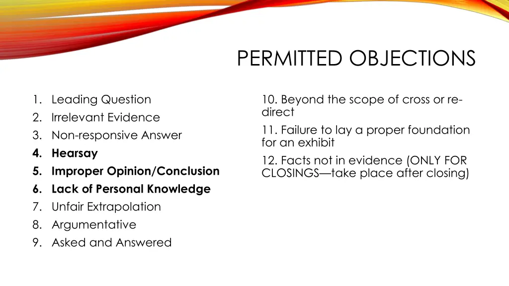 permitted objections