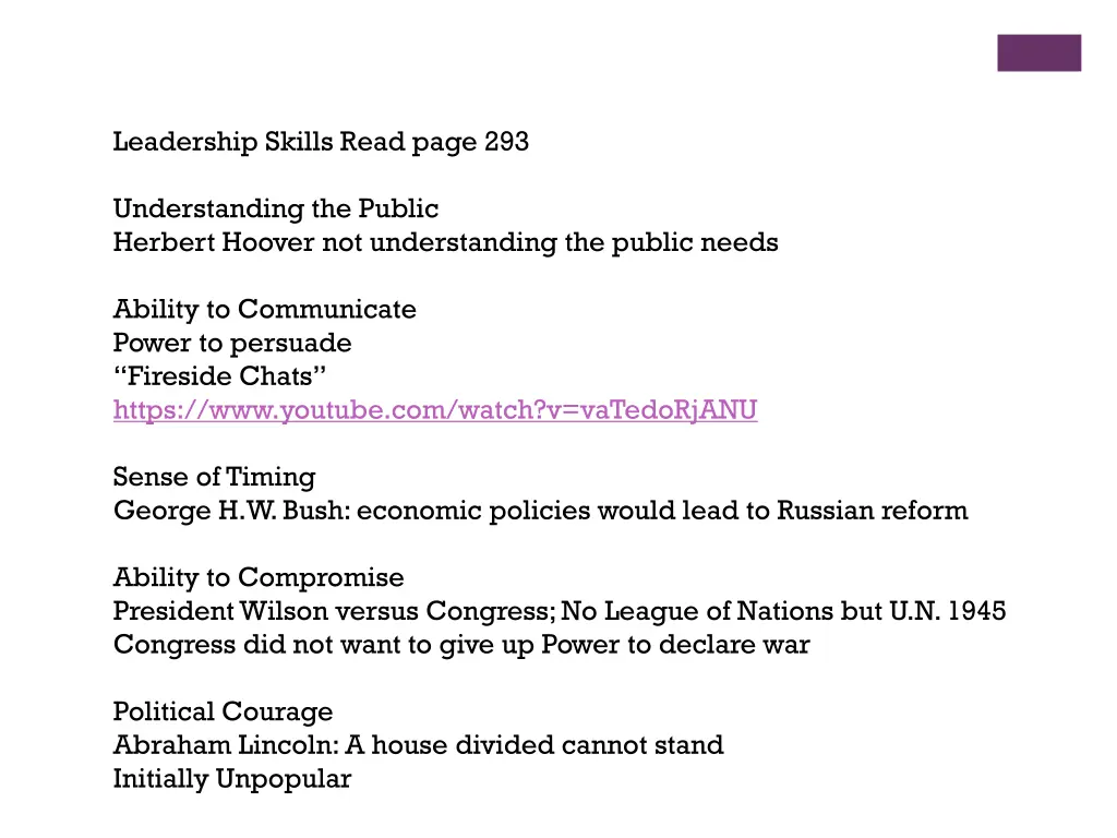 leadership skills read page 293
