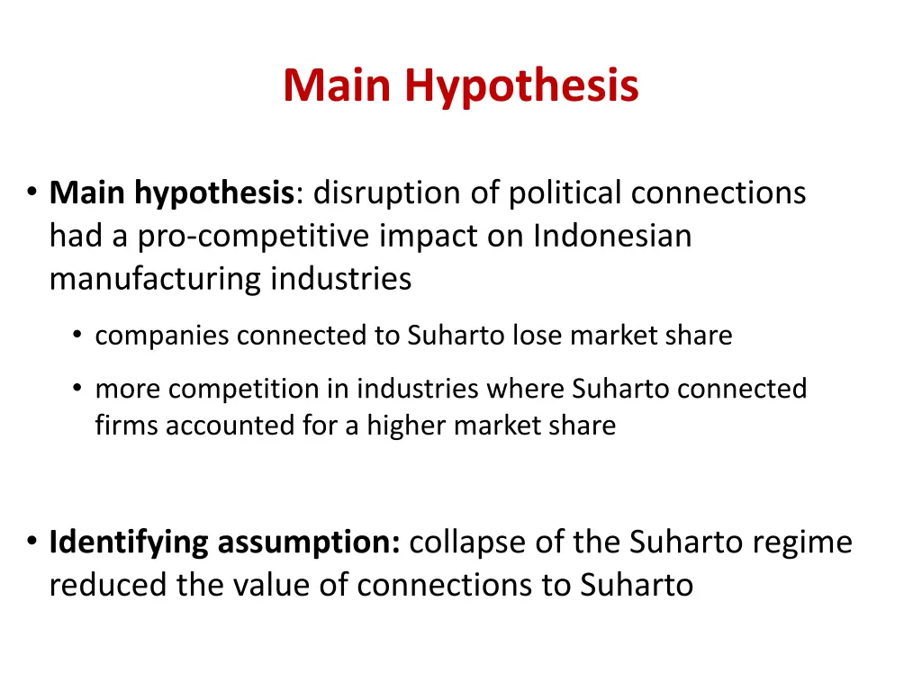 main hypothesis