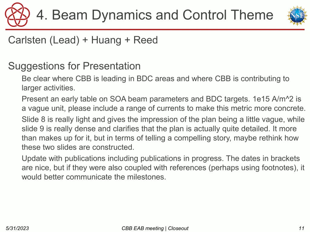 4 beam dynamics and control theme 2