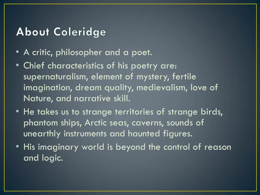 about coleridge