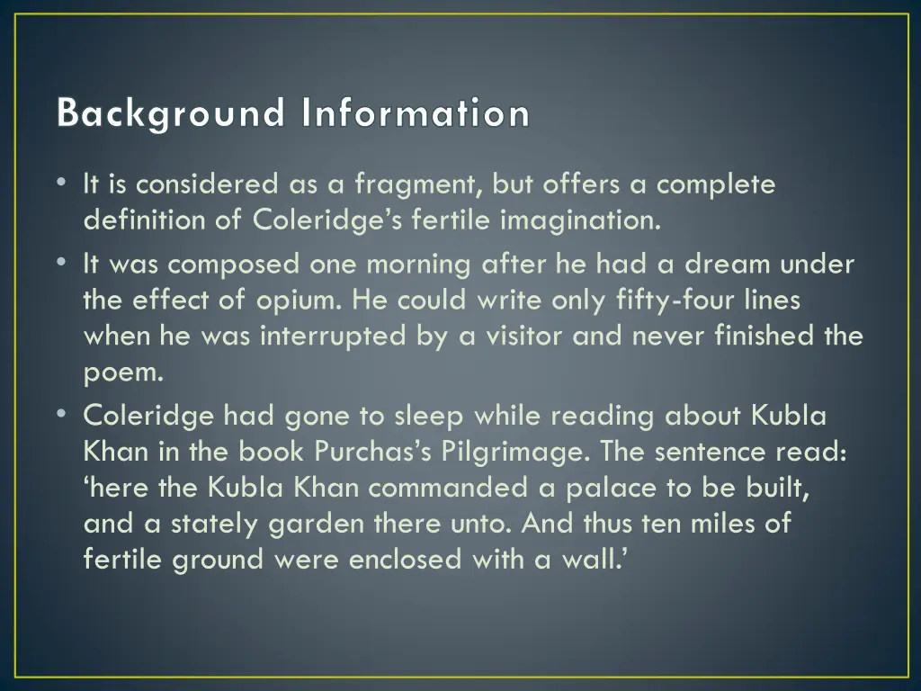 background information 1