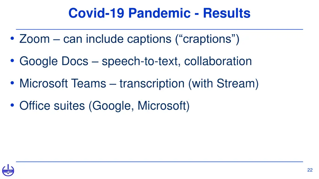 covid 19 pandemic results