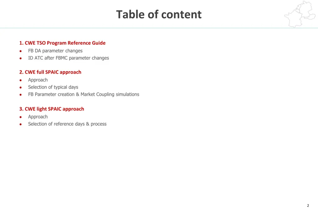 table of content