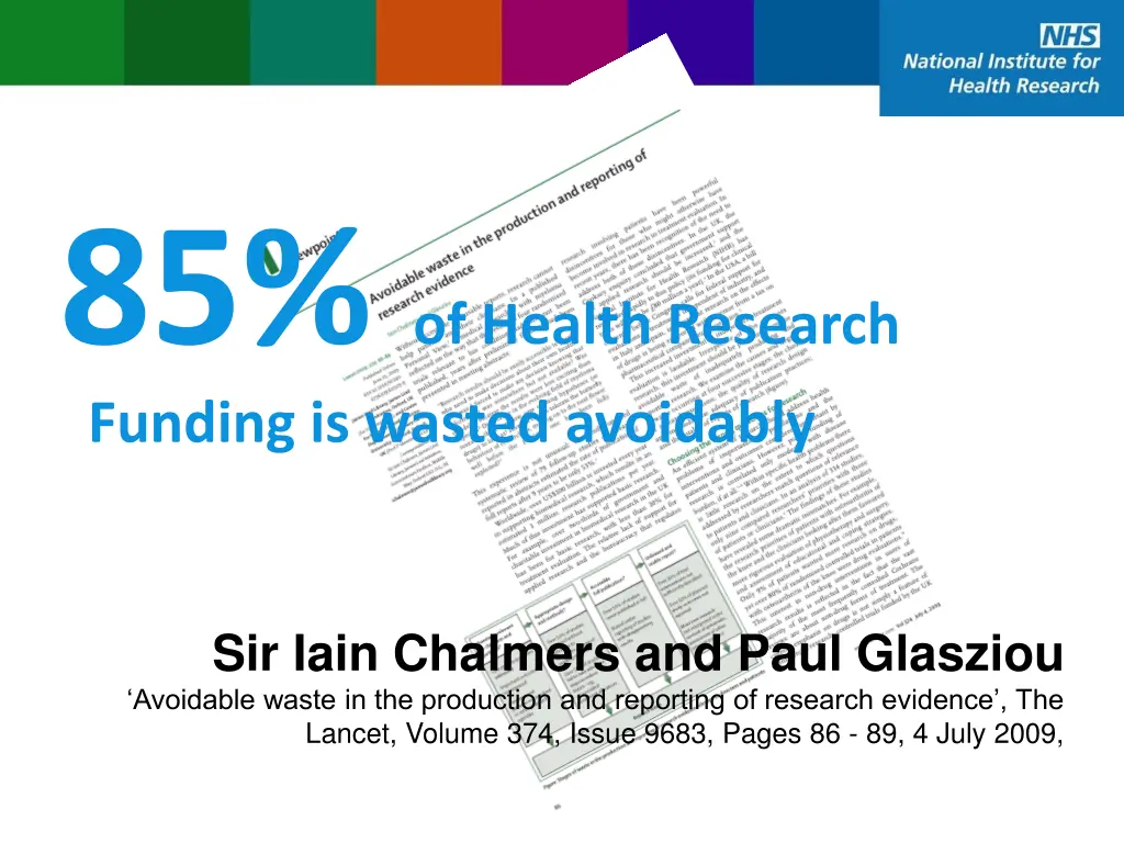 85 of health research funding is wasted avoidably