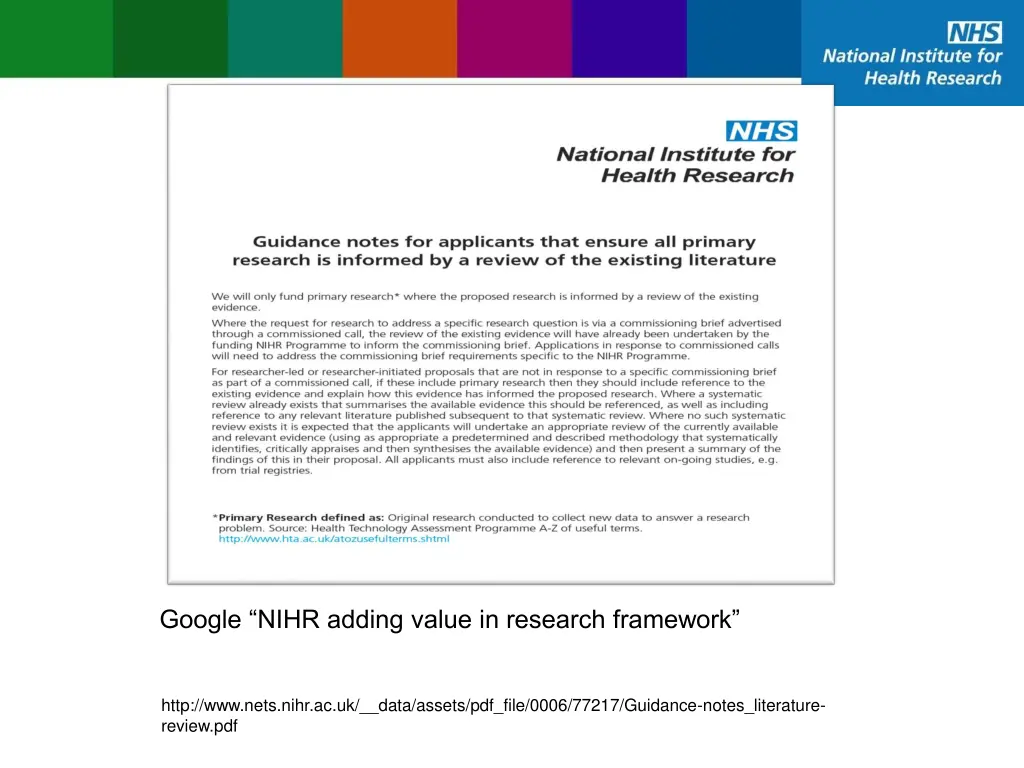 google nihr adding value in research framework