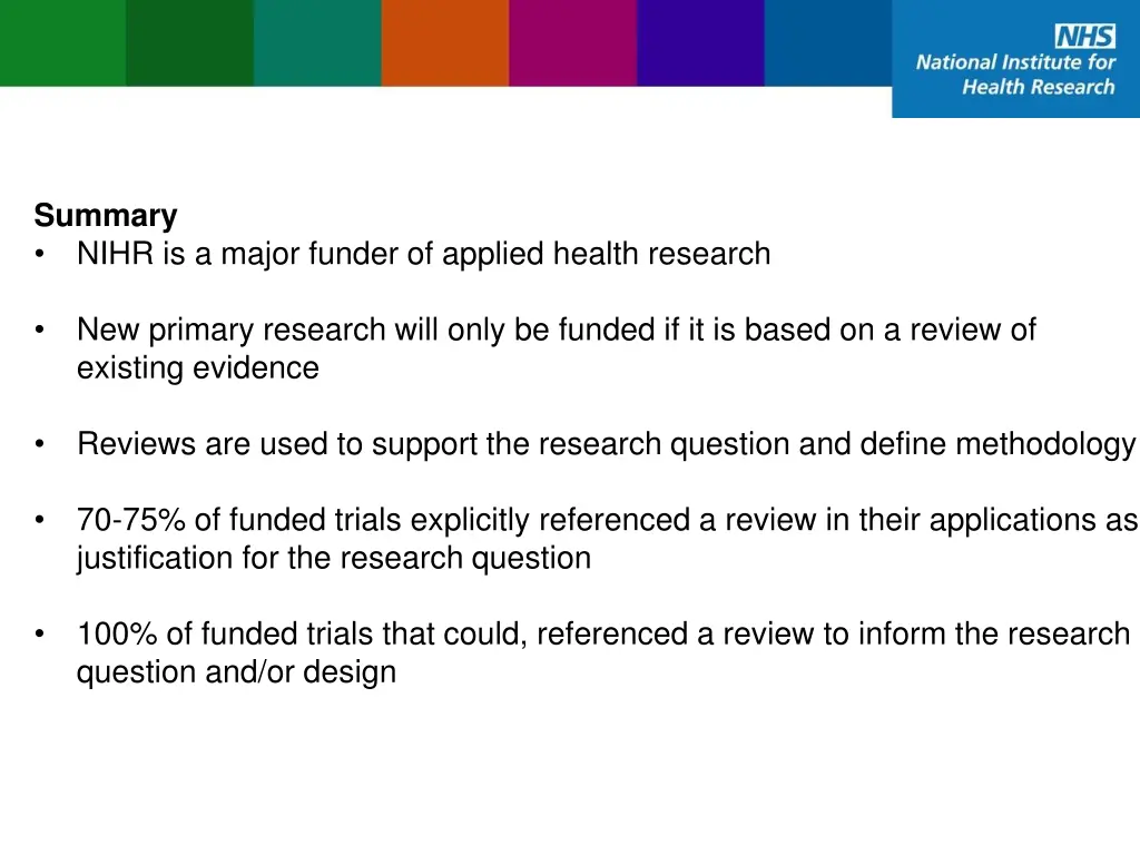 summary nihr is a major funder of applied health