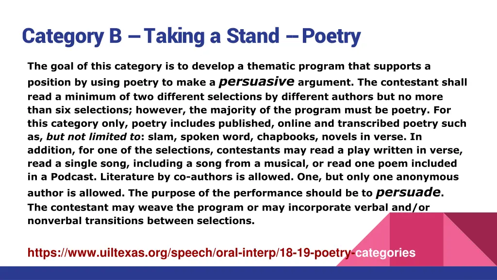 category b taking a stand poetry