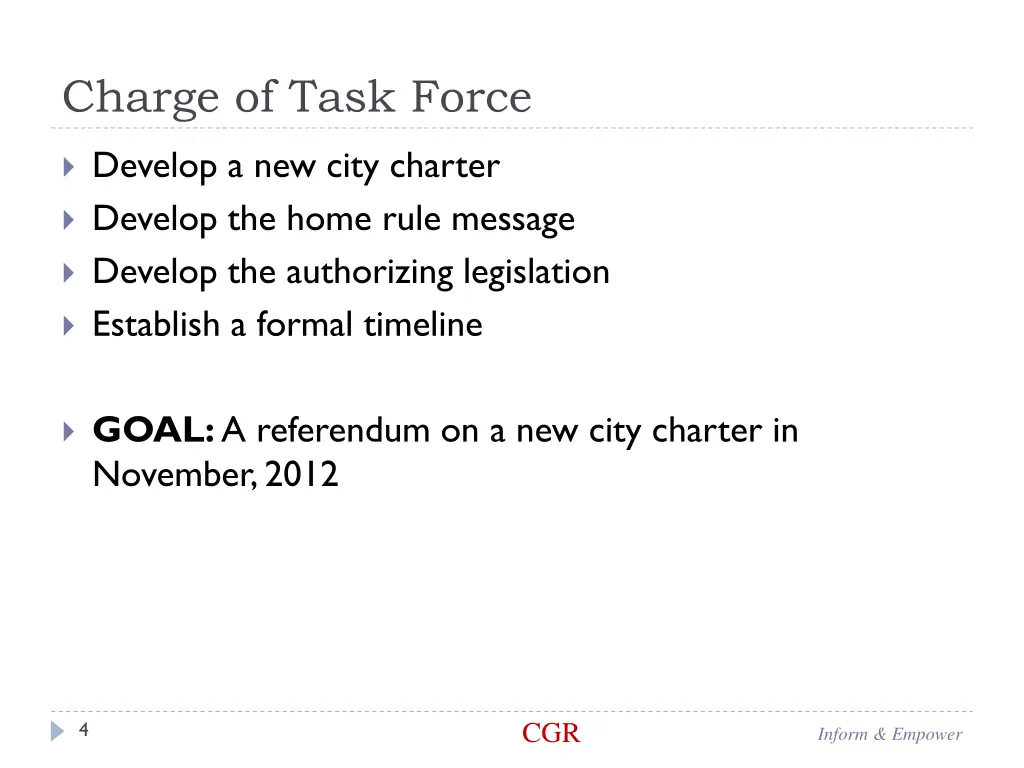 charge of task force