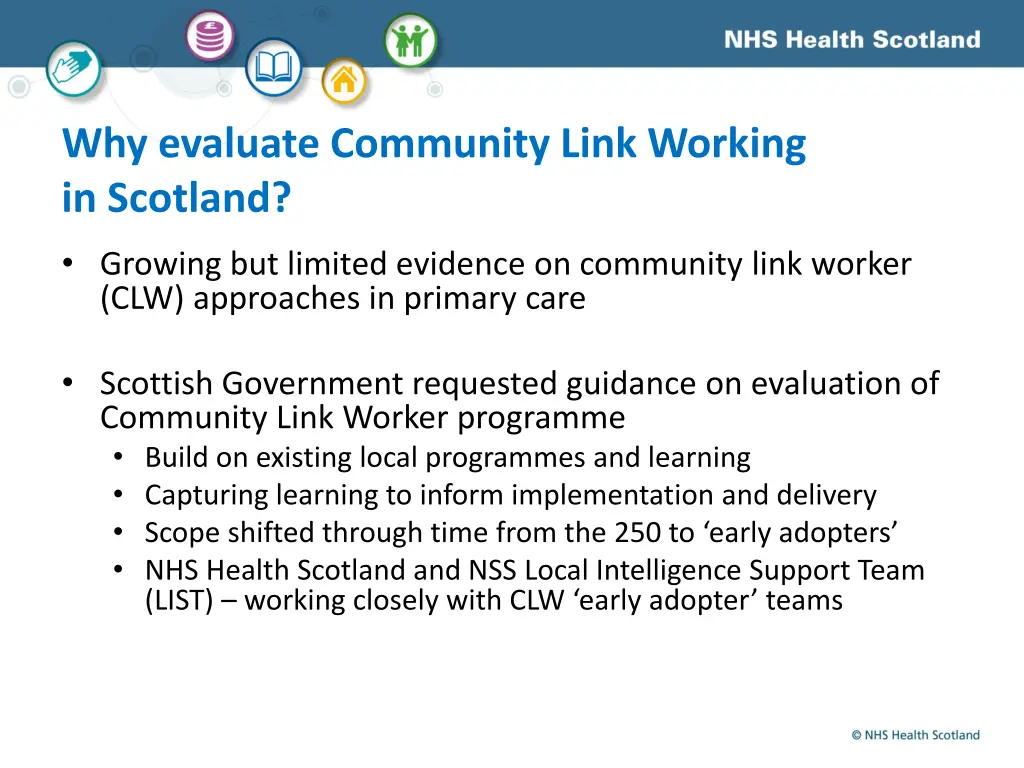 why evaluate community link working in scotland