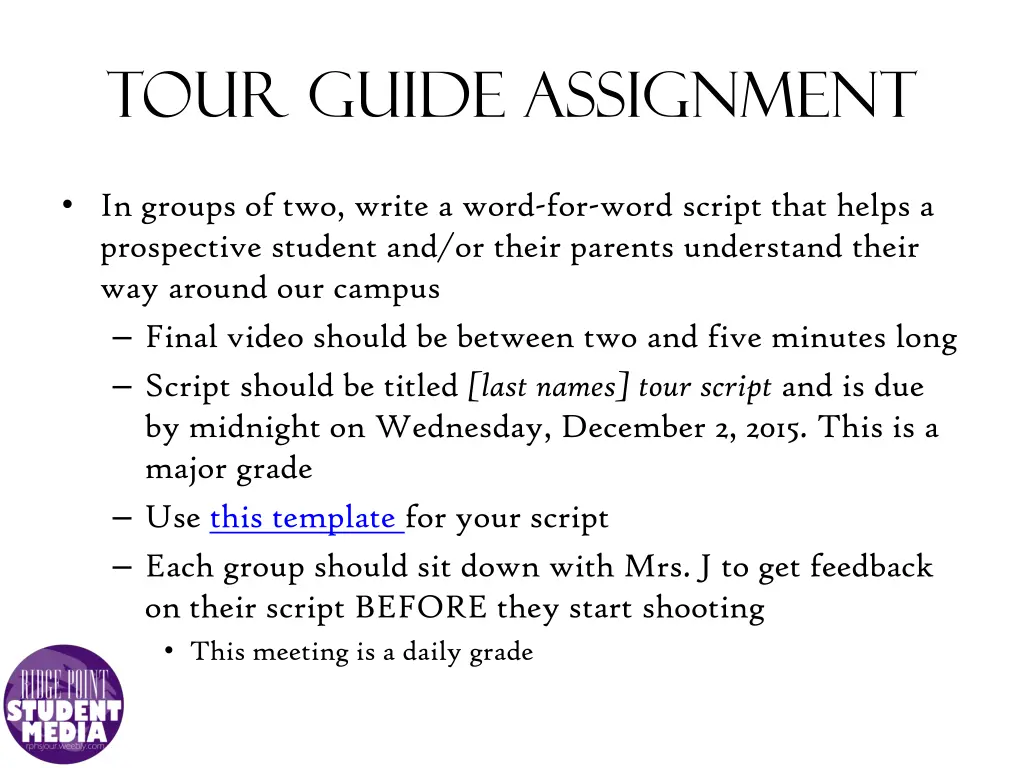 tour guide assignment 1
