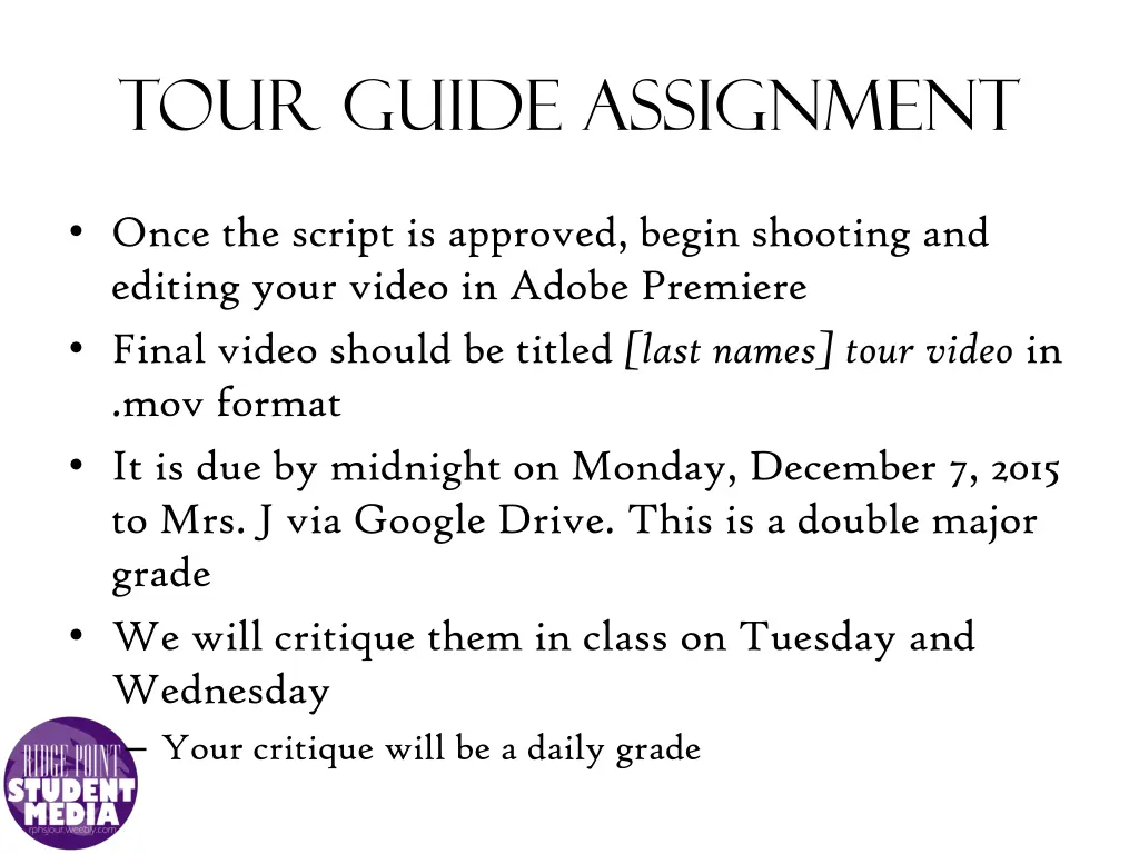 tour guide assignment 2