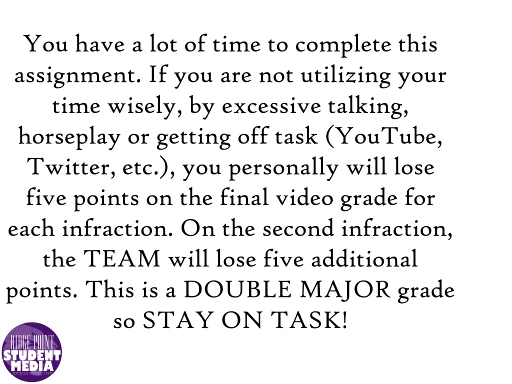you have a lot of time to complete this