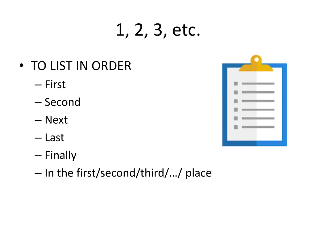 1 2 3 etc