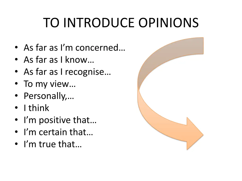 to introduce opinions