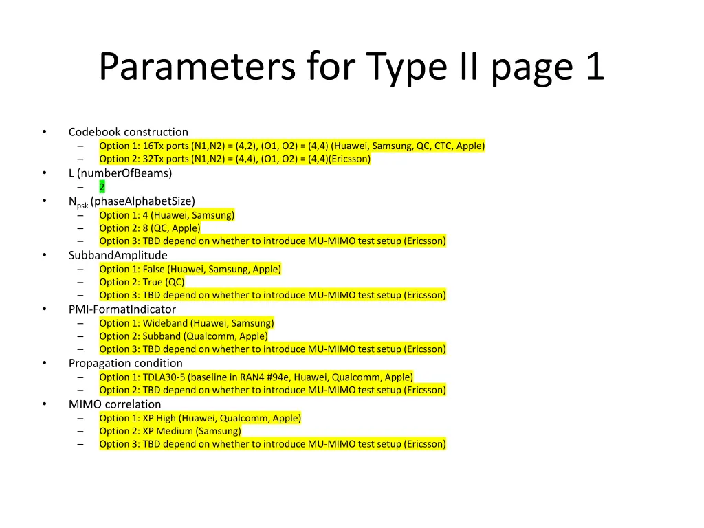 parameters for type ii page 1