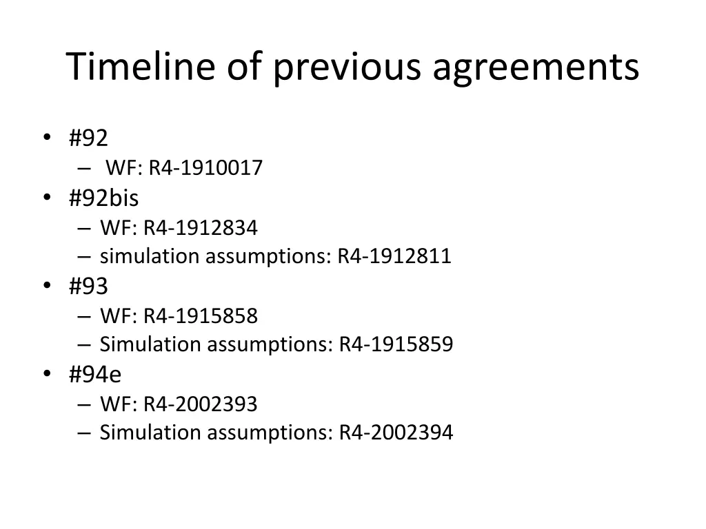 timeline of previous agreements
