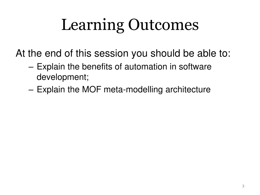 learning outcomes
